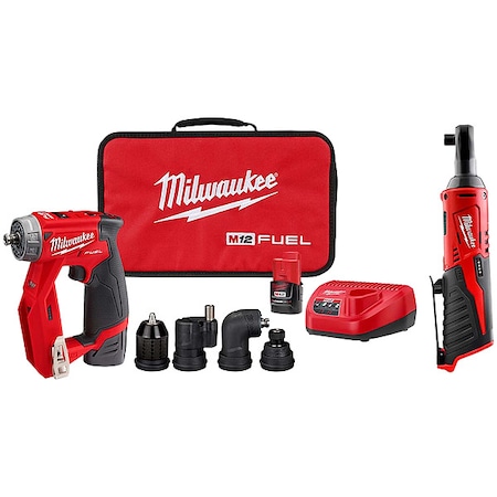 MILWAUKEE TOOL Installation Driver Kit and Ratchet, 12 V 2505-22, 2457-20