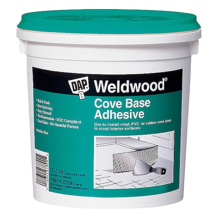 Dap Construction Adhesive, Cove Base Series, Green, 1 qt, Pail 25053