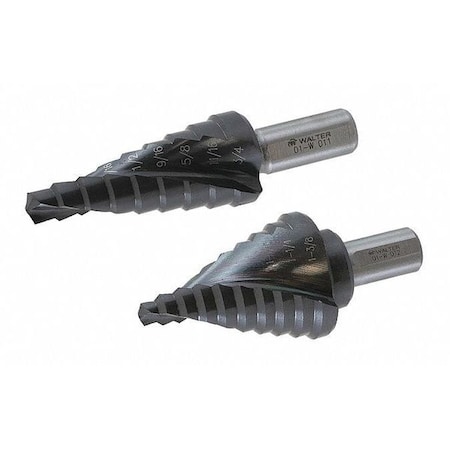 Walter Surface Technologies Step Drill, Str 9-Step 1/4"-3/4"x3/8" 01W111