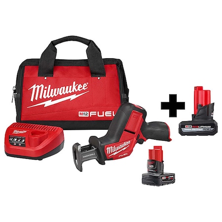 Milwaukee Tool M12 FUEL HACKZALL Recip Saw Kit + M12 HIGH OUTPUT XC5.0 Battery Pack 2520-21XC, 48-11-2450