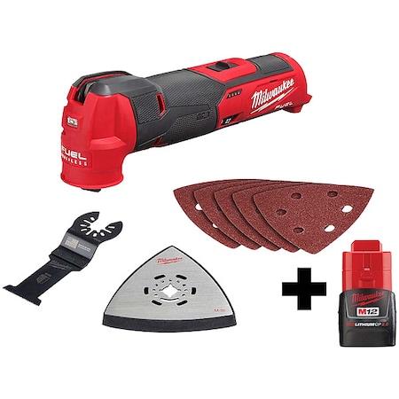Milwaukee Tool M12 FUEL Oscillating Multi-Tool + M12 CP2.0 Battery 2526-20, 48-11-2420