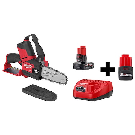 Milwaukee Tool 6 in L Cordless Battery-Powered Chainsaw Kit, 12 V, 2.5 Ah, 4.0 Ah, Battery Included 2527-21,48-11-2425