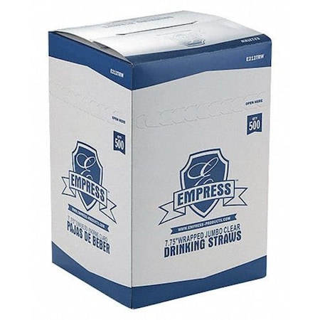 Empress Clear, Jumbo Straws, Paper Wrapped, 7.75", PK5000 E211TRW