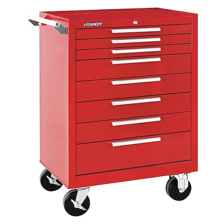 Kennedy K Rolling Tool Cabinet, 8 Drawer, Red, 27 in W x 18 in D x 35 in H 378XR