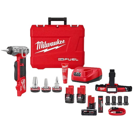 Milwaukee Tool USB Low-Profile Headlamp + M12 XC 4.0 Battery Pack 2532-22, 48-11-2440, 2115-21