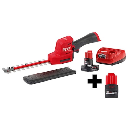 Milwaukee Tool Cordless Battery-Powered Hedge Trimmer Kit, Double-Sided 8 in L Blade, 12 V Electric, 12 V 2533-21,48-11-2425