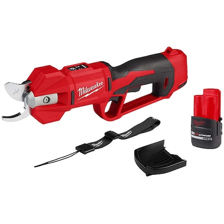 Milwaukee Tool Pruning Shears, 1.25 in Cut Cap, SK5 Steel 2.25 in L Blade, Plastic Handle, Battery Included 2534-20, 48-11-2425