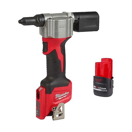 Milwaukee Tool M12 Rivet Tool + M12 HIGH OUTPUT CP2.5 Battery Pack 2550-20, 48-11-2425