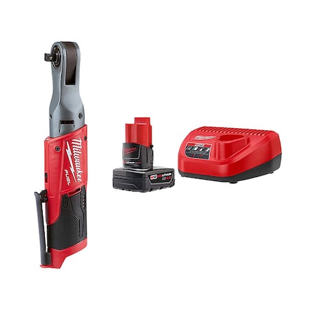 Milwaukee Tool M12 FUEL 3/8" Ratchet + M12 XC4.0 Starter Kit 2557-20, 48-59-2440