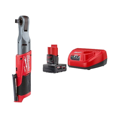 Milwaukee Tool M12 FUEL 1/2" Ratchet + M12 XC4.0 Starter Kit 2558-20, 48-59-2440