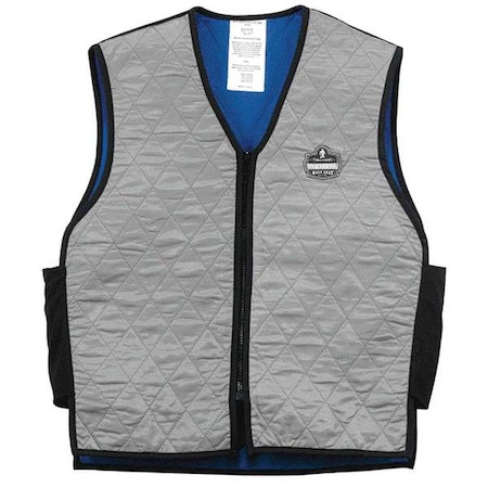 Ergodyne Cooling Vest, Nylon, Evaporative, Up to 4 hr Max Cooling Time, Zipper Closure, 25 1/2 in Length 6665