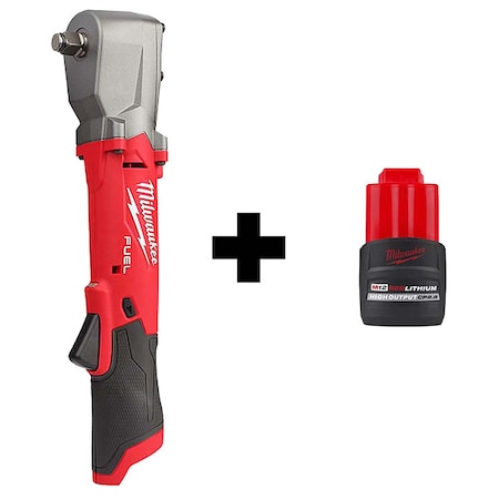 Milwaukee Tool M12 FUEL 1/2" Right Angle Impact Wrench w/ Friction Ring + M12 HIGH OUTPUT CP2.5 Battery 2565-20, 48-11-2425