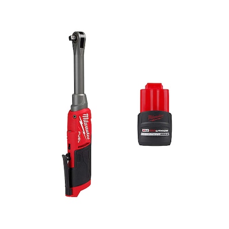 Milwaukee Tool M12 FUEL 3/8" Extended Reach High Speed Ratchet + M12 HIGH OUTPUT CP2.5 Battery Pack 2569-20, 48-11-2425