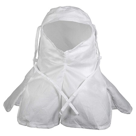 Kimtech Sterile Hood, Polypropylene, Serged Seam, White, Covers Ears, Head, Mouth, Neck, Shoulders , 100 PK 25797