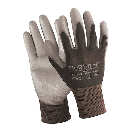 Wells Lamont Coated Gloves, Polyurethane, Smooth, 4-Mar, Not Rated Abrasion Level, Black/Gray, L Y9287L