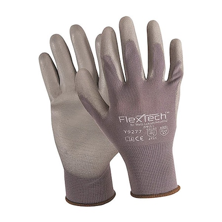 Wells Lamont Coated Gloves, Polyurethane, Smooth, Palm, Not Rated Abrasion Level, Gray, M Y9277M