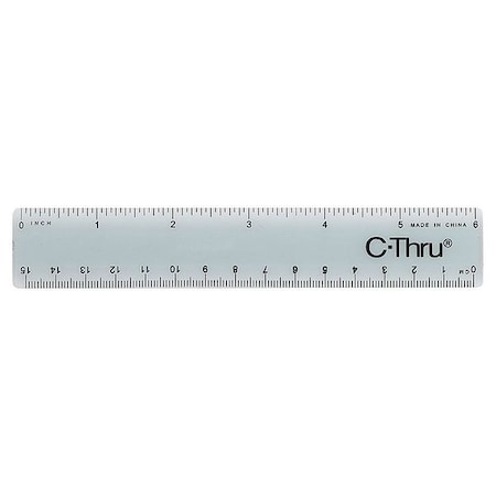 Westcott Ruler, Plastic, Lined, 16ths, 6in, Smoky Gray KT-40
