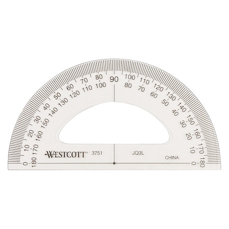 Westcott Protractor, Plastic, Lined3-1/2in, Trnsprnt 3751