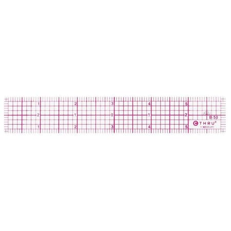 WESTCOTT Ruler, Plastic, Lined, 16ths, 6in, Transparnt B-50