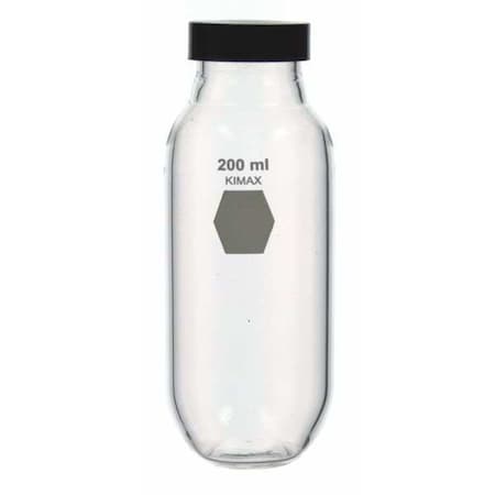 Kimble Kimax Bottle, 200ml, Glass, Clear 14720-200