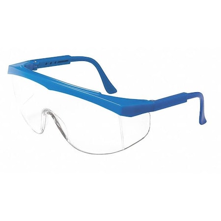 Mcr Safety SS1, Safety Glasses, Anti-Scratch, Clear Lens, Blue Frame, Half Frame SS120