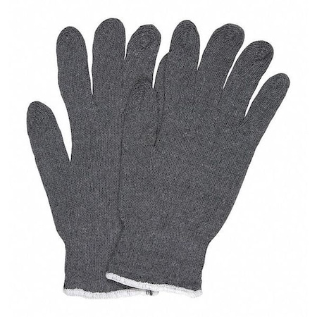 Mcr Safety Knit Gloves, Cotton Polyester Blend, None Uncoated, Gray, M, 12 PK 9637M