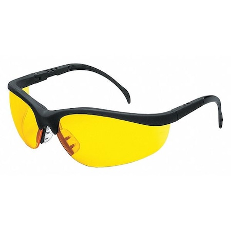 Mcr Safety Klondike (KD1), Safety Glasses, Anti-Scratch, Amber Lens, Black Frame, Half Frame KD114AF