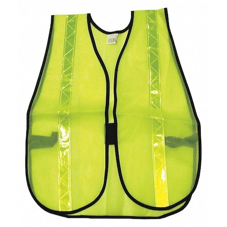 Mcr Safety Poly Mesh Safety Vest 1 3 8 Lime Strip S220R
