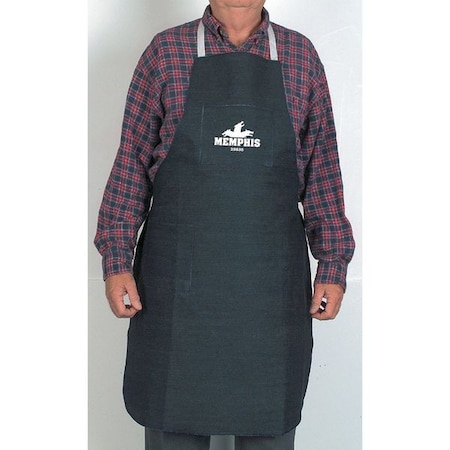 MCR SAFETY Blue Denim Apron, 27 in Wide x 36 in Long, Two Front Pockets, Includes Neck and Waist Ties, One Size 39836