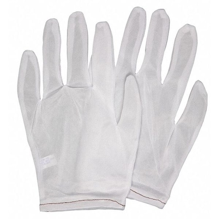 Mcr Safety Reversible Inspection Gloves, Nylon, 8.5 in Length, Light, White, Size S , 12 PK 8700S
