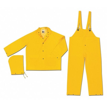 Mcr Safety Industry Grade Pvc Poly Suit 3 Pc Ye, 3XL, PVC/Polyester, Yellow, 3XL 2303X3