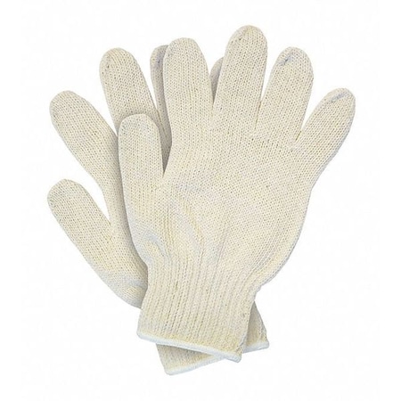 Mcr Safety Knit Gloves, Back: Natural; Hem: White, L, 12 PK 9506LM