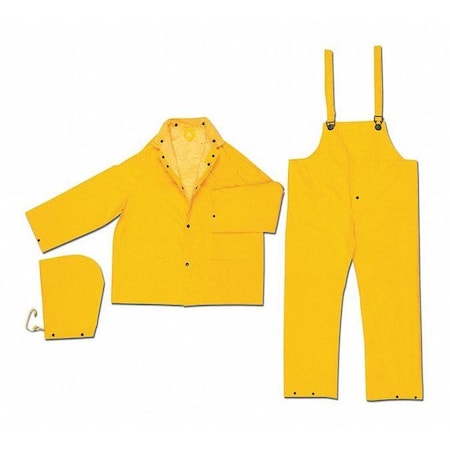 Mcr Safety Classic Plus .35Mm Pvc Poly Suit 3 P, M, PVC/Polyester, Yellow, M 2403M