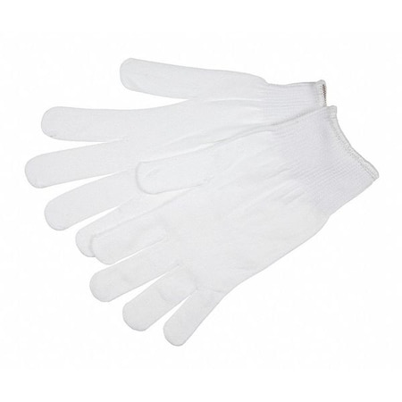 Mcr Safety Knit Gloves, Nylon, None Uncoated, White, S, 12 PK 9633SM