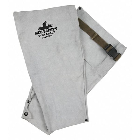 Mcr Safety Leather Welding Sleeve W Snap 18 Length, Leather, 18 in Length, Gray, Straight Cuff 38418MW