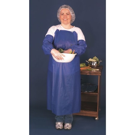 Mcr Safety Disposable Apron, Vinyl, Blue, 45"x35", PK12, Vinyl, Heat Sealed, 6 mil, 45 in, Blue, Universal, 12 PK O63R4