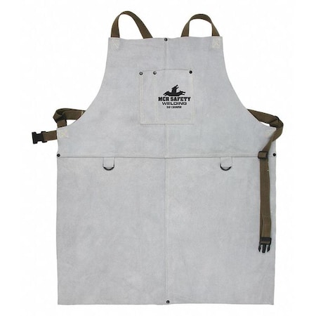Mcr Safety Welding Apron, Leather, 30 in Length, Gray 38130MW