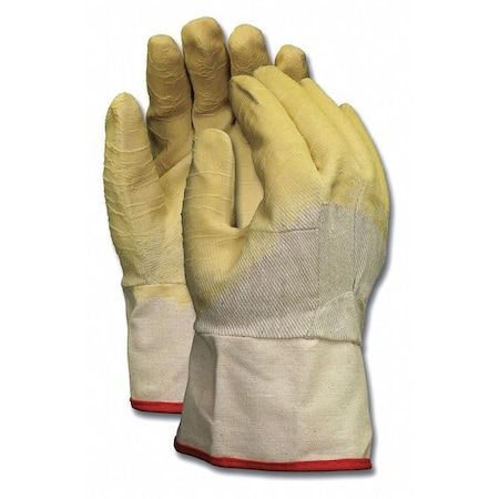 Mcr Safety Coated Gloves, Latex, Crinkle Finish, Palm and Fingers, Not Rated Abrasion Level, L 12 PK 6810