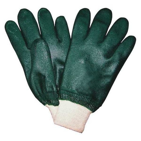 Mcr Safety Chemical Resistant Gloves, PVC, 10.5 in L, 59.0 mil, Green, L, 12 PK 6420