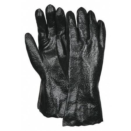 Mcr Safety 6212R Chemical Resistant Gloves, PVC, 12 in L, Not Rated, Black, L, 12 PK 6212R