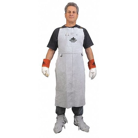 Mcr Safety Welding Apron, Leather, 42 in Length, Gray 38142MW