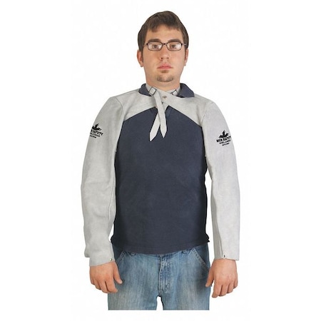 Mcr Safety Leather Welding Sleeve W Strap 23 Lengt, Leather, 23 in Length, Gray, Straight Cuff 38423MW