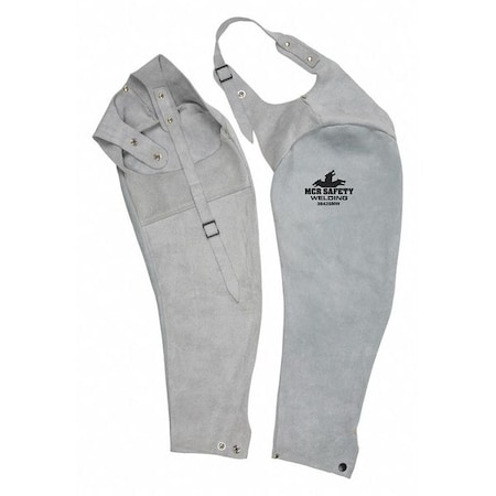 Mcr Safety Leather Welding Sleeve W Strap 25 Lengt, Leather, 25 in Length, Gray, Straight Cuff 38425MW