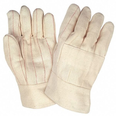 Mcr Safety Hot Mill Reg Weight 2 1 2 Band Top, PK12, Band Top Cuff Back: Natural, Large, 12 PK 9124KI