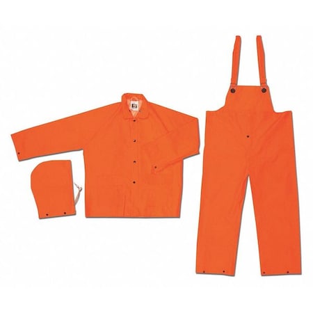 Mcr Safety Classic .35Mm Pvc Poly Suit 3 Pc Fl, M, PVC/Polyester, Fluorescent Orange, M 2013M
