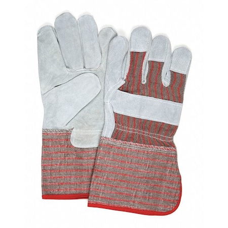 Mcr Safety Leather Palm Gloves, Gauntlet Cuff, Wing Thumb, Large, 12 PK 1210S