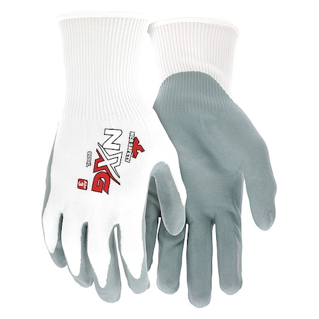 MCR SAFETY Nitrile Coated Gloves, Palm Coverage, White/Gray, L, 12PK 9694L