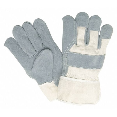 Mcr Safety Leather Palm Gloves, Safety Cuff Cuff, Wing Thumb, Large, 12 PK 1400