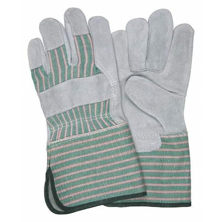 Mcr Safety Leather Palm Gloves, Rubberized Gauntlet Cuff Cuff, Wing Thumb, L, 12 PK 1360