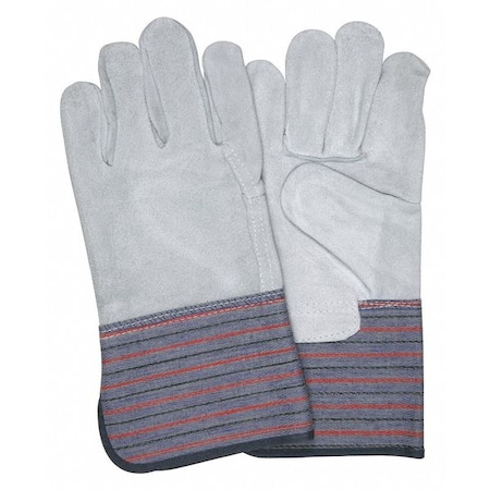 Mcr Safety Leather Palm Gloves, Cowhide, Rubberized Gauntlet Cuff Cuff, Wing Thumb, L, 12 PK 1318